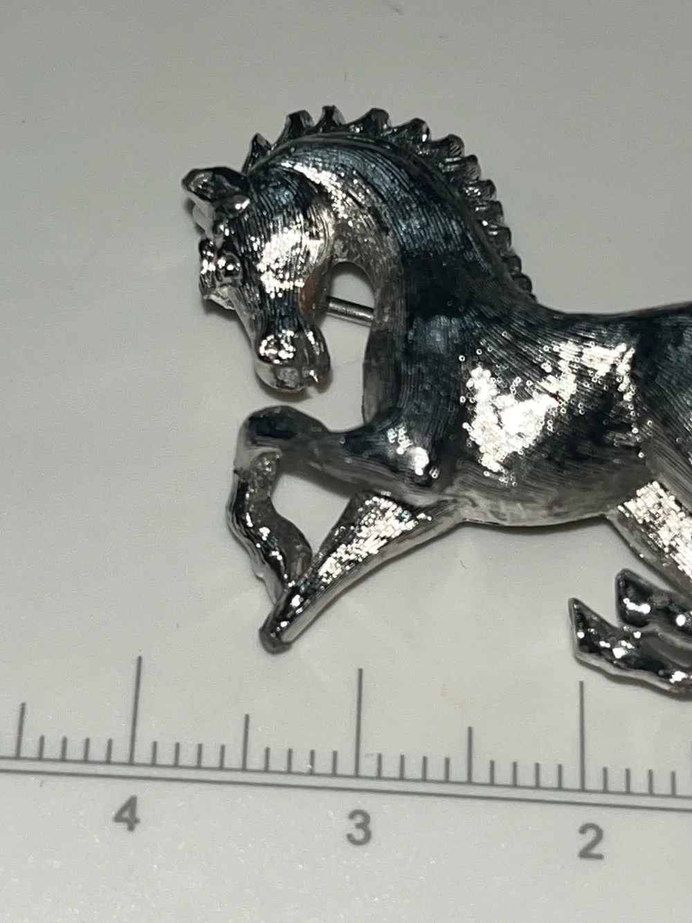 Vintage Signed Monet Silver Tone Galloping Horse Brooch Equestrian Pin